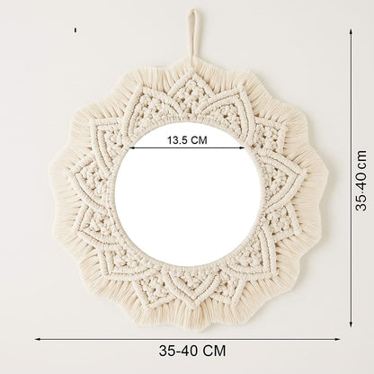 Macrame mandala wall mirror