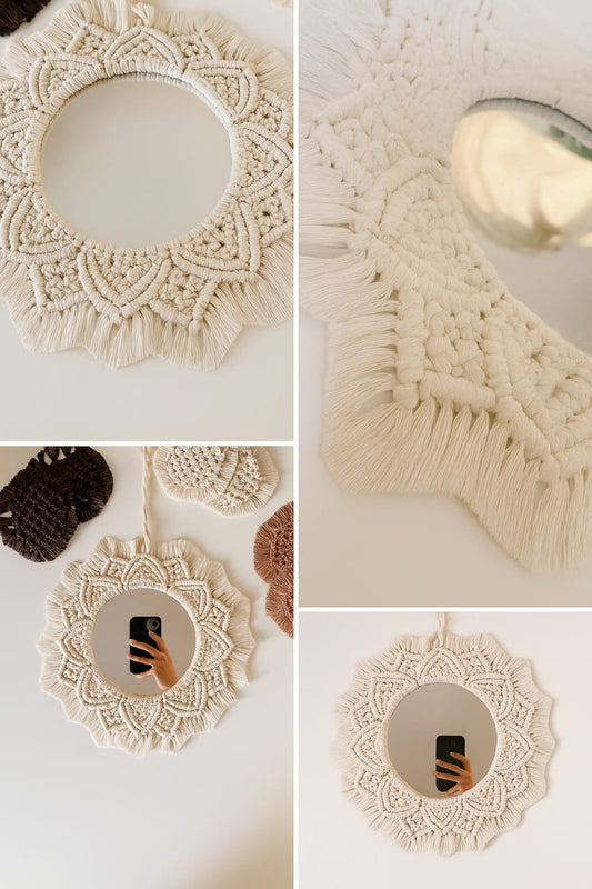 Macrame mandala wall mirror