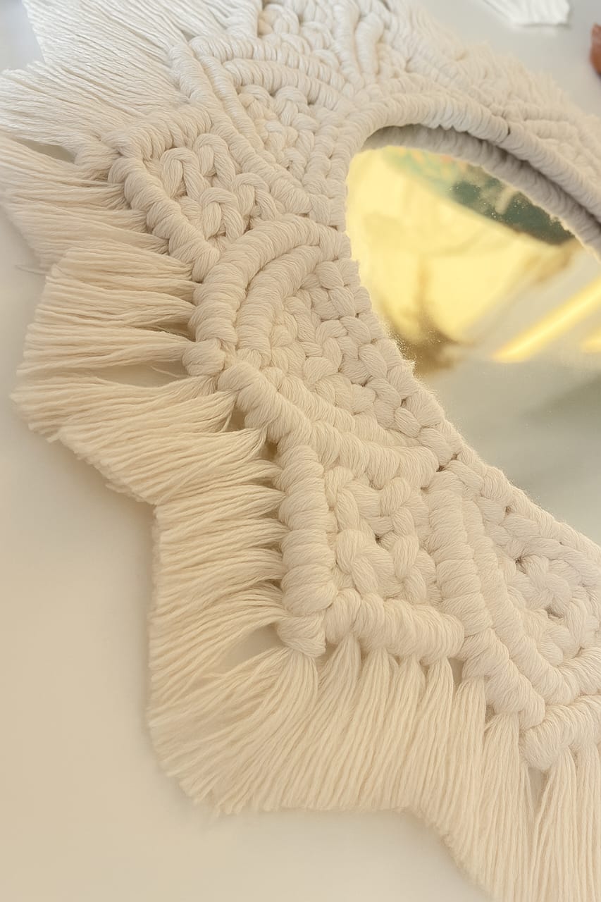 Macrame mandala wall mirror